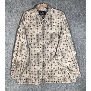 Vintage BD Baggies Button Down Shirt Mens Sz XXL Beige Geometric Cotton Pocket